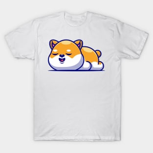 Cute shiba inu dog sleeping cartoon illustration T-Shirt